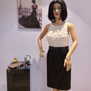 ADRIANNA PAPELL EVENING BLACK&WHITE DRESS SIZE (4)